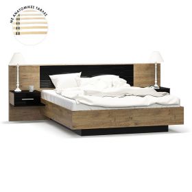 Κρεβάτι διπλό Romilly μαύρο gloss-καρυδί 160x200εκ