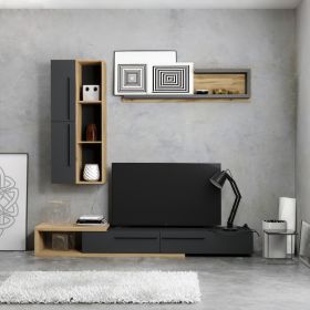 Σύνθετο σαλονιού Calvados σε oak-ανθρακί απόχρωση