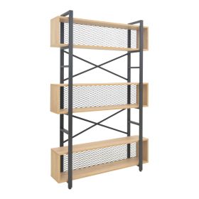 Βιβλιοθήκη Fifer σε oak-μαύρη απόχρωση 120x28x185εκ