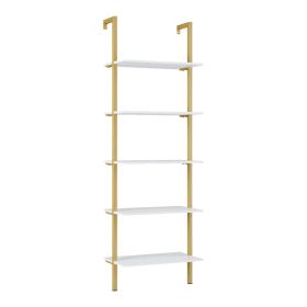 Ραφιέρα Τοίχου Harris σε λευκή απόχρωση με χρυσό μεταλλικό σκελετό 60x22x200εκ