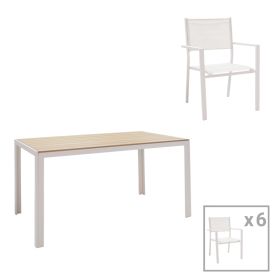 Τραπεζαρία Zacreta-Nares σετ 7τεμ αλουμίνιο-textilene σε λευκή απόχρωση