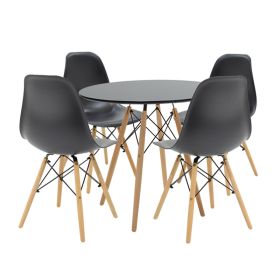 Τραπεζαρία Julita σετ 5τεμ σε απόχρωση μαύρο-φυσικό Φ80x73εκ