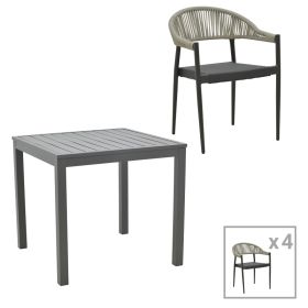 Τραπεζαρία Kliton- Elation σετ 5τεμ αλουμίνιο σε ανθρακί απόχρωση 80x80x74εκ