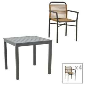 Τραπεζαρία Kliton-Clutch σετ 5τεμ αλουμίνιο σε ανθρακί απόχρωση 80x80x74εκ