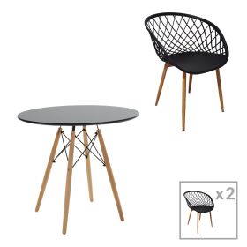 Τραπεζαρία Ezra-Julita σετ 3τεμ pp-mdf σε μαύρη-φυσική απόχρωση Φ80x73εκ