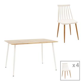 Τραπεζαρία Aurora-Cuba σετ 5τεμ pp-mdf σε λευκή-sonoma απόχρωση120x80x75εκ