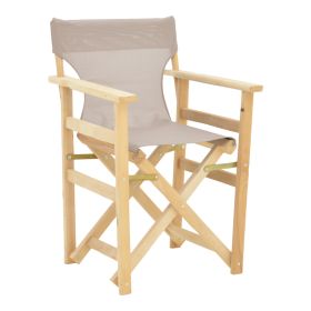 Καρέκλα-πολυθρόνα σκηνοθέτη Kompa μασίφ σε απόχρωση άβαφου ξύλου-πανί Nexus γκρι-μπεζ