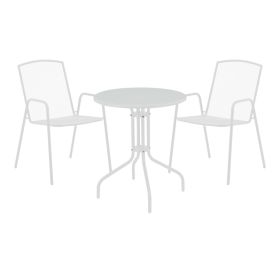 Τραπεζαρία Vergo-Pomedon σετ 3τεμ μέταλλο σε λευκή απόχρωση