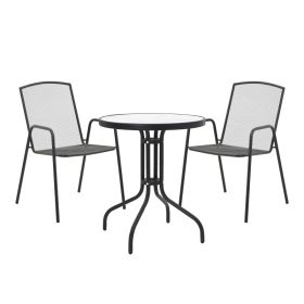 Τραπεζαρία Watson-Pomedon σετ 3τεμ μέταλλο σε μαύρη απόχρωση