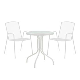 Τραπεζαρία Watson-Pomedon σετ 3τεμ μέταλλο σε λευκή απόχρωση