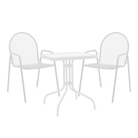 Τραπεζαρία Watson-Tarete σετ 3τεμ μέταλλο σε λευκή απόχρωση