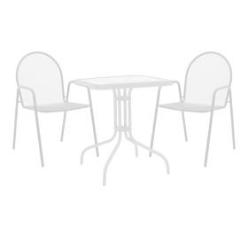 Τραπεζαρία Watson-Tarete σετ 3τεμ μέταλλο σε λευκή απόχρωση 70x70x70εκ