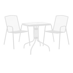 Τραπεζαρία Watson-Pomedon σετ 3τεμ μέταλλο σε λευκή απόχρωση 70x70x70εκ