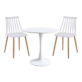 Τραπεζαρία Elijah-Aurora I σετ 3τεμ pp σε λευκή απόχρωση με φυσικό πόδι Φ60x74εκ