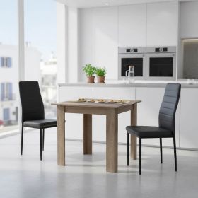 Τραπεζαρία Manka-Parker σετ 3τεμ mdf σε μαύρη-sonoma truffle απόχρωση 80x80x77εκ