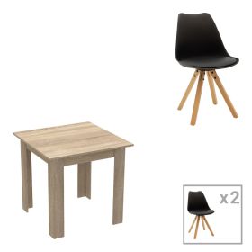 Τραπεζαρία Manka I-Caron σετ 3τεμ σε sonoma-μαύρη απόχρωση 80x80x77εκ