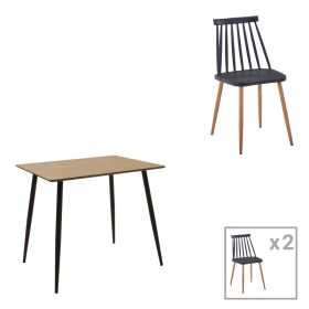 Τραπεζαρία Cuba-Aurora I σετ 3τεμ σε sonoma-μαύρη απόχρωση 70x70x75εκ