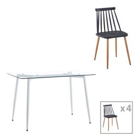 Τραπεζαρία Quana-Aurora I σετ 5τεμ σε μαύρη-φυσική απόχρωση 120x70x75εκ