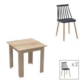 Τραπεζαρία Manka Ι-Aurora I σετ 3τεμ σε sonoma-μαύρη απόχρωση 80x80x77εκ