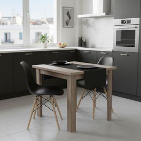 Τραπεζαρία Manka I-Julita σετ 3τεμ σε sonoma truffle-μαύρη απόχρωση 80x80x77εκ