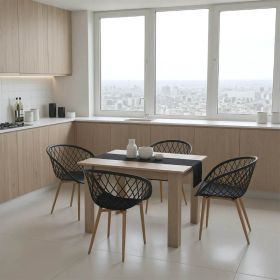 Τραπεζαρία Manka-Ezra σετ 5τεμ σε sonoma-μαύρη απόχρωση 110x80x77εκ