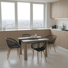 Τραπεζαρία Manka-Ezra σετ 5τεμ σε sonoma truffle-μαύρη απόχρωση 110x80x77εκ