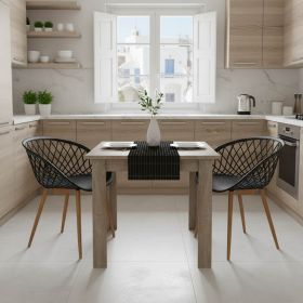 Τραπεζαρία Manka-Ezra σετ 3τεμ σε sonoma truffle-μαύρη απόχρωση 80x80x77εκ