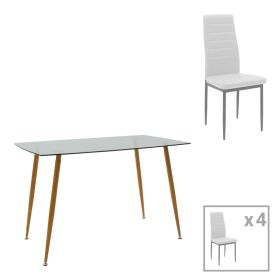 Τραπεζαρία Cuba-Parker σετ 5τεμ sonoma-λευκό 120x80x75εκ