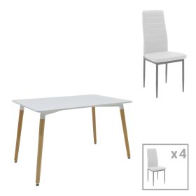 Τραπεζαρία Natali-Parker σετ 5τεμ MDF λευκό-πόδια φυσικό 120x80x76εκ