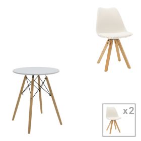 Τραπεζαρία Julita-Caron σετ 3τεμ mdf λευκό-πόδια σε φυσική απόχρωση Φ60x73εκ