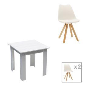 Τραπεζαρία Manka Ι-Caron σετ 3τεμ σε λευκή απόχρωση 80x80x77εκ