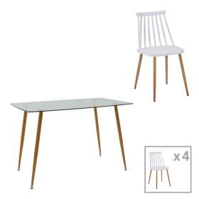 Τραπεζαρία Chloe-Aurora I σετ 5τεμ γυάλινο 8χιλ ανθρακί - πόδι φυσικό 120x70x75εκ