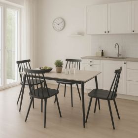 Τραπεζαρία Aurora I-Gustas σετ 5τεμ λευκό μαρμάρου-μαύρο 120x80x76εκ