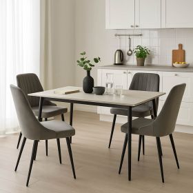 Τραπεζαρία Azori-Gustas σετ 5τεμ λευκό μαρμάρου-ανθρακί 120x80x76εκ