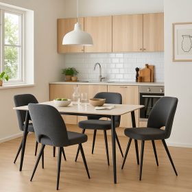 Τραπεζαρία Gustas-Renish σετ 5τμχ λευκό μαρμάρου-μπουκλέ γκρι 120x80x76εκ