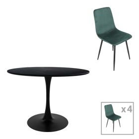 Τραπεζαρία Balou-Grato σετ 5τεμ μαύρο-κυπαρισσί Φ120x73εκ