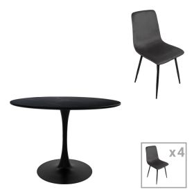 Τραπεζαρία Balou-Grato σετ 5τεμ μαύρο Φ100x73εκ