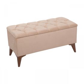 Σκαμπό-μπαούλο Elone μπεζ-καρυδί 90x40x44εκ