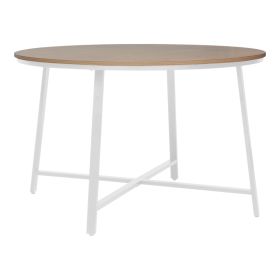 Τραπέζι Gianno μελαμίνη σε φυσική απόχρωση και πόδι λευκό μέταλλο Φ120x76εκ