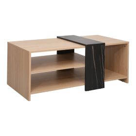 Τραπέζι σαλονιού Cozeto σε φυσική απόχρωση με όψη μαρμάρου 100x53x41.5εκ