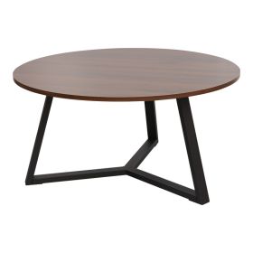 Τραπέζι σαλονιού Berton σε καρυδί απόχρωση με μαύρο μέταλλο Φ80x40εκ