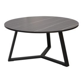 Τραπέζι σαλονιού Berton σε όψη μαρμάρου με μαύρο μέταλλο Φ80x40εκ