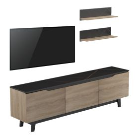 Σύνθετο σαλονιού Kasia σε μαύρο μαρμάρου-sonoma απόχρωση 180x35x48.5εκ