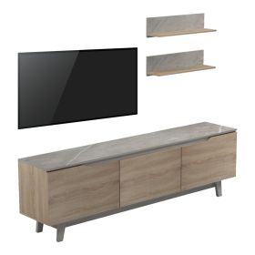 Σύνθετο σαλονιού Kasia σε μπεζ μαρμάρου-sonoma απόχρωση 180x35x48.5εκ