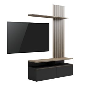 Σύνθετο σαλονιού Perlento σε μαύρο με sonoma απόχρωση 140x41x219.5εκ