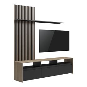 Σύνθετο σαλονιού Delfina σε sonoma με μαύρη απόχρωση 190x40x199.5εκ