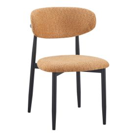 Καρέκλα Folegio μπουκλέ σε camel απόχρωση με μαύρα πόδια 50x57x79.5εκ