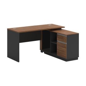 Γραφείο επαγγελματικό με δεξιά γωνία Oscar μελαμίνη σε καρυδί-ανθρακί απόχρωση140x120x76εκ