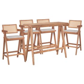 Τραπεζαρία μπαρ Winslow I σετ 5τεμ ξύλο rubberwood ανοιχτό καρυδί 120x45x100εκ