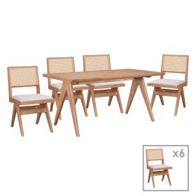 Τραπεζαρία Winslow σετ 7τεμ ξύλο rubberwood σε ανοιχτό καρυδί απόχρωση 160x85x75εκ